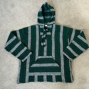 Green and Black Striped Men's Hoodie